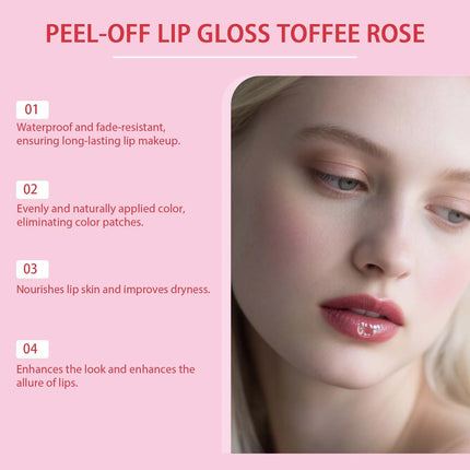 Moisturizing Tear off Lip Gloss Waterproof Long-Lasting Anti-Drying Peel Liquid Lipstick Pink Tint Natural Tearable Lips Glaze