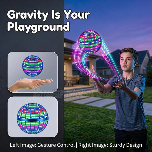 RC Magic Flying Ball Boomerang Fly Nova Orb Pro Mini Drone Hover Ball with LED Lights Flying Spinner Toy for Kids Christmas Gift