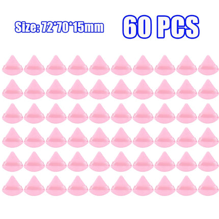 1-60pcs Triangle Velvet Powder Puff Soft Washable Sponge Black Pink Cosmetic Puffs Loose Powder Facial Beauty Makeup Accessories