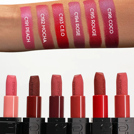 6-Color Embossed Matte Lipstick, Easy to Apply, Moisturizing and Natural Finish Long-Lasting Smooth Texture for Soft and Elegant