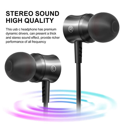 USB C Headphones Dolby Sound With Noise Reduction Type C 3.5mm Music Wired Earbuds For Samsung Galaxy S24 S23 Ultra iPhone 16 15