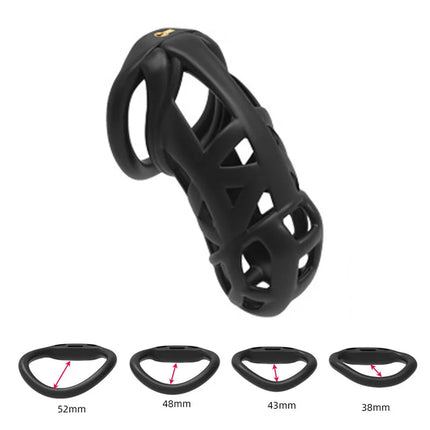 Chastity Lock Cock Cage 3D Invisible Lock with 4 Arc Ring Testicle Chastity Belt BDSM Toy Hentai Bondage SexToy