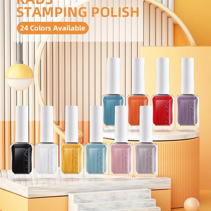 11ml Nail Stamping Polish Set Colorful Nail Art Drawing Printing Semi Permanent Lacquer Nail Art Plates Stamping Varnishes Tool
