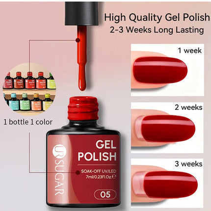 UR SUGAR 7ML Autumn Nail Gel Brown Series All For Manicure Gel Nail Polish Semi Permanent Soak Off LED UV Nail Art Varnishes