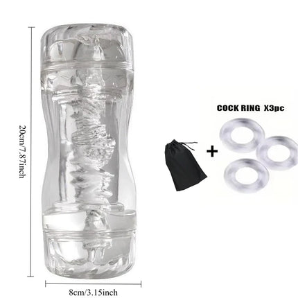 Blowjob Massager Male Masturbat or Sex Toys for Men Realistic Adult Endurance Exercise Pocket Cup for Men Transparent 18+ Soft