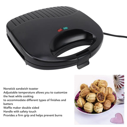 750W Waffle Iron Maker Machine with Anti Stick Plates Double Sided Adjustable Temperature Sandwich Maker with Handle
