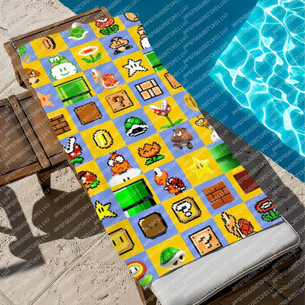 S-Super Towel Large Quick-Drying M-Mario-o Microfiber soft Beach Towel for Travel Fitness Sauna Bathing Camping Kids Gift