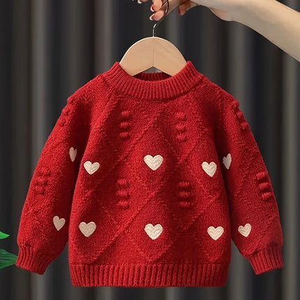 Girls Sweater Spring & Fall New Style Children's Tops Girls Thickened Knitted Bottoming Shirt