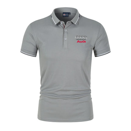 Men's T-shirt, short-sleeved polo shirt, summer, Audi car print product, fashionable and breathable, car beauty and maintenance,