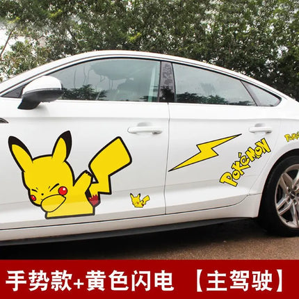 popular anime Pokemon cute Pikachu car sticker Scratch obstruction waterproof Cartoon creative car door decal sticker