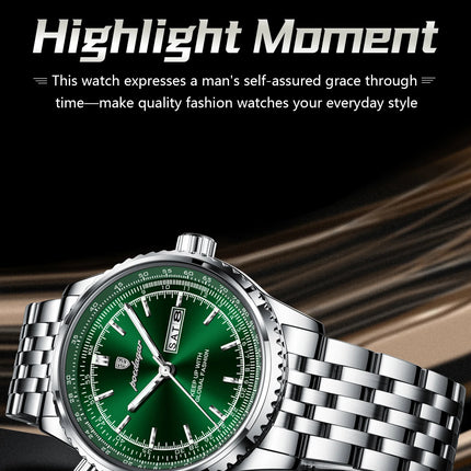 POEDAGAR Fashion Watches For Man Stainless Steel Date Week Quartz Men Clock Waterproof Luminous Luxury Military Men's Wristwatch