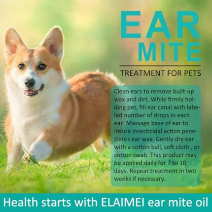 Ear Mites Clean for Dogs and Cat - with Aloe Vera, Cleaner on Contact and Soothes Itching, Vet-Recommended Formula for Pets Ear