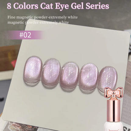 10ml Sweetheart Cat Magnetic Gel Nail Polish Soak Off UV/LED Nail Varnish Sparkling Glass Bead Cat Eye Gel Effect Nail Salon DIY