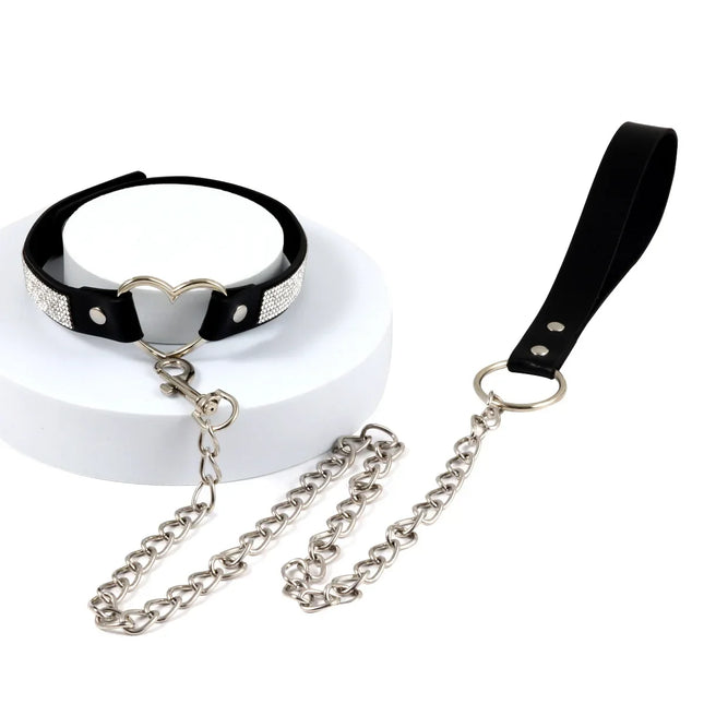 PU Leather Slave BDSM Collar With Leash Adult Games Sex Bondage Restraint Neck Cuffs Fetish Collar Erotic Sex Toys for Women Men