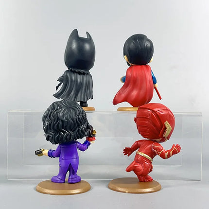 4Pcs/Set 10CM Justice League Action Figures Toys Anime Superman Batman The Flash Joker Decoration Model Dolls