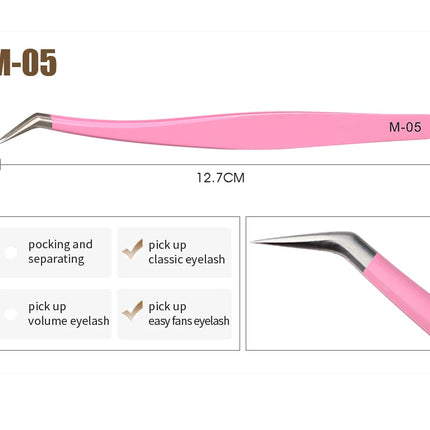 Natuhana Rose red Tweezers Stainless Steel  Tweezers High Precision Anti-static Tweezers for Eyelash Extensions Makeup