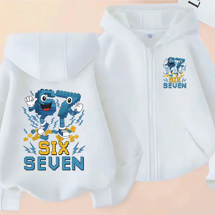 Hot Six Seven Children's Zip Up Hoodies Funny 67 Brainrot Zipper Hoody Clothes Kid Girl Boy Baby Casual Fashion Tops Sweatshirts