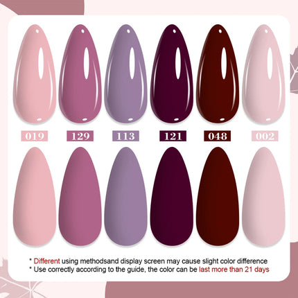 QAZIXU 1/6Pcs Purple Nude Color Gel Nail Polish Pink Gel Polish Semi Permanent Soak Off UV LED Nail Art DIY Popular Color