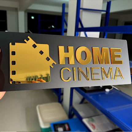Dolby Atmos & DTS X Wall Signs Gold Mirror Acrylic Home Theater Plaque for Movie Room and Media Room Premium Cinema Room Decor