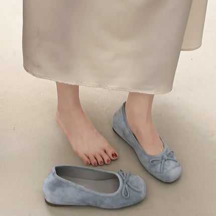 Spring Autumn Internal Elevation Women Mary Jane Shoes Ladies Outdoor Comfort Slip On Women's Butterfly-knot Ballet Shoes