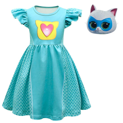 Children Dresses Cosplay SuperKitties Dress for Girls Super Kitties Costume Sparks Girls A-Line Dress Party Gift Ginny Clothing