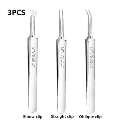 3PCS Ultra Fine No 5 Cell Pimples Black Head Clip Tweezers Beauty Salon Special Scraping Closing Artifact Acne Needle Tool Stain