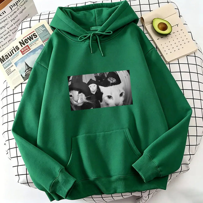 Hip Hop Cat Print Hoodies Spring Autumn Winter Casual Hoodies Sweatshirts Men Women Tops Streetwear Cat Hoodie Sweatshirt