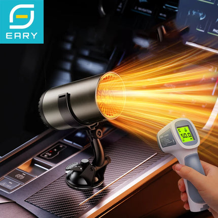 Eary Suction Cup Car Heater Portable 12V/24V 150W Windshield Defrost Defogger for Vehicle 2 in 1 Heating & Cooling 360 Defroster