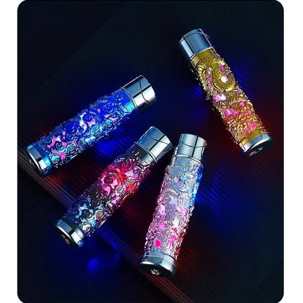 Metal Relief Lantern Inflatable Lighter Portable Windproof Butane Turbine Torch Jet Blue Flame Cigar Tool Fashionable Men's Gift