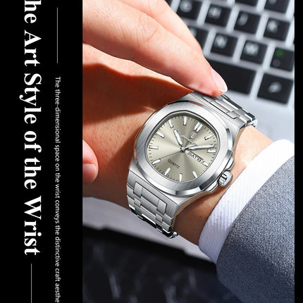 POEDAGAR Exquisite Fashion Men's Watches Waterproof Luminous Date Week Men Watch Stainless Steel Quartz Casual Classic Man Watch