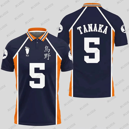 Anime Haikyuu Hinata Cosplay Polo Shirts Summer Shorts Sleeve Men Polos Volleyball Uniform Japan Sports Jerseys Kids Adult Tops