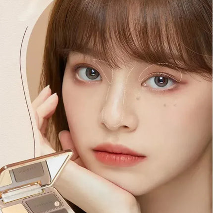 Judydoll Highlighter Contour Bronzer Palette Nude Makeup Natural Facial 3D Nose Shadow Long-Lasting Waterproof Cosmetics Makeup