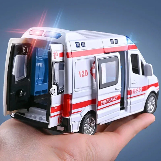 1:32 Mini Car Model Diecast Gifts Ambulance Fire-Truck Policecar Model Sound And Light Vehicle Simulation Collection Toys