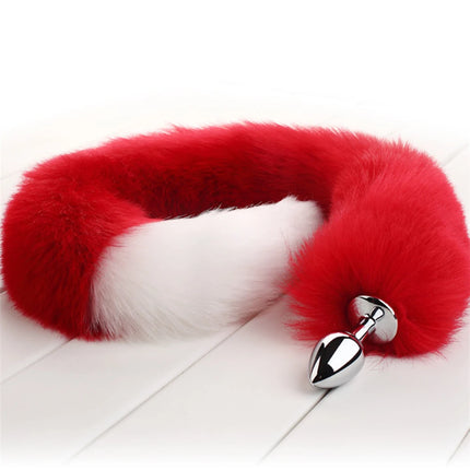 78cm Red Long Fox Tail Anal Plug Metal Butt Plug Prostate Massager Erotic Cosplay Accessories Adult Novelty Sex Toys For Couples
