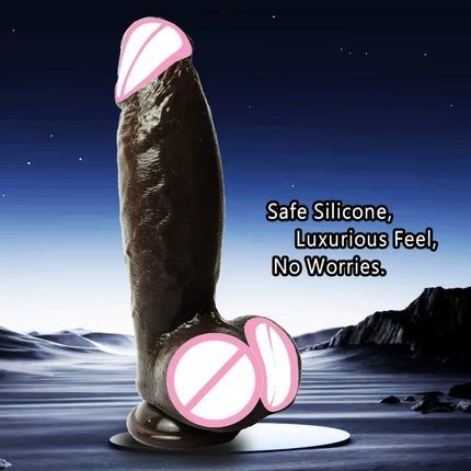 Black Realistic Dildo with Strong Suction Cup Large Penis Liquid Silicone Sex Toy for Women Men Adults Pleasure