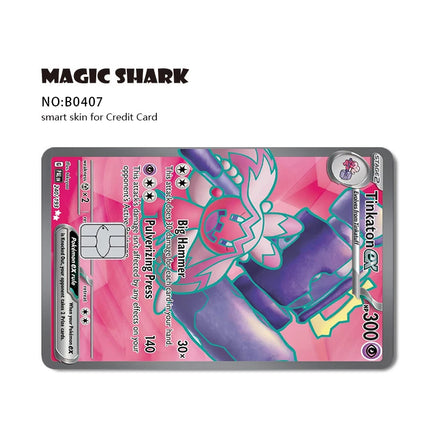 Magic Shark Tyranitar Pawmot Clefable Pokemons Slowking Victini Ex Soft PVC No Fade Skin Sticker for Credit Debit Metro Card