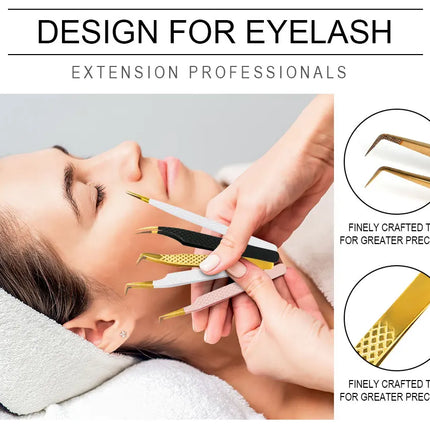 1pc Fiber Tip Tweezers Stainless Steel Straight Curved Nail Tools Volume Eyelash Accurate Tweezers Clip Set Makeup Tools