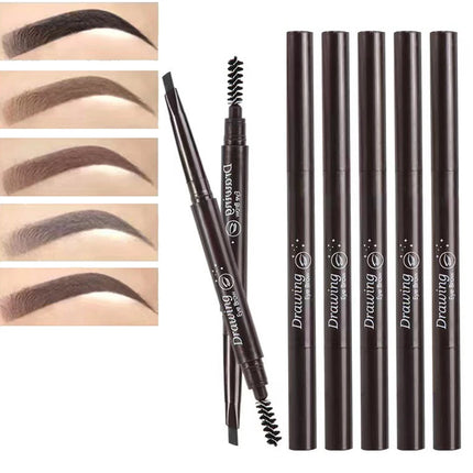 Double Ended Eyebrow Pencil Rotatable Triangle Eye Brow Pen Sweatproof Waterproof Smooth Lasting Beauty With Brush Makeup Tool