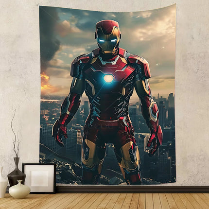 Iron Man Red Flash Backdrop for Birthday Party Decor Hero Marvel Superhero Background for Baby Shower Party Cake Table Supplies