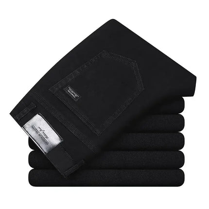 2026 Cotton Stretch Jeans Business Casual Men's Thin Denim Jeans Grey Spring Summer Brand New Fit Straight Lightweight