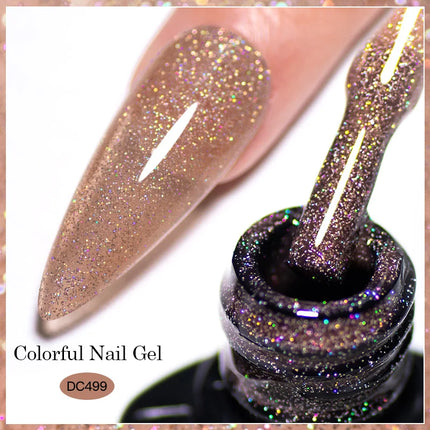 7ml Champagne Gold Sliver Reflective Nail Gel Polish Sparkling Shining Glitter Pink Red Nail Supplies Semi Permanent Gel Varnish