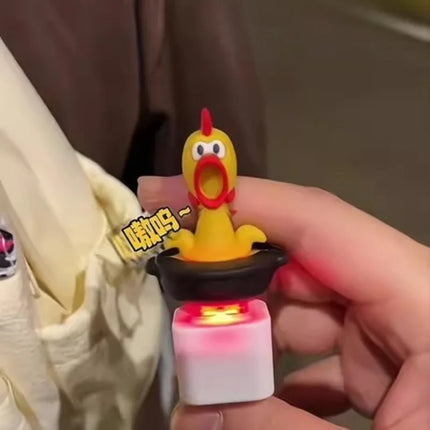 2PCS Funny Screaming Chicken Keychain Sound Light Press Button Stress Relief Fidget Toy Cute Bag Pendant Novelty Gift