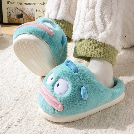 Hangyodon Anime Cartoon Peripheral Cotton Slipper Winter Home Cute Thick Bottom Warm Plush Cotton Outdoor Cute Couple Shoes Gift
