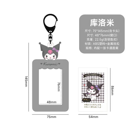 Sanrios Gudetama Keychain with Photo Card Holder Anime Keroppi Tuxedosam Photocard Holder Key Ring Accessory for Bag Backpack