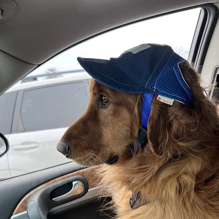 Pet Dog Cap with Ear Holes Adjustable Pet Dogs Outdoor Peaked Baseball Cap Summer Sport Hat For Puppy Small Medium Large Dogs