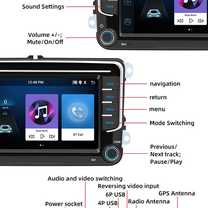 BQCC 7" Android 13 Octa Core Car Player Mirrorlink Carplay WIFI GPS For Volkswagen VW CC Passat B7 Polo Golf 5 6 Jetta mk5 mk6