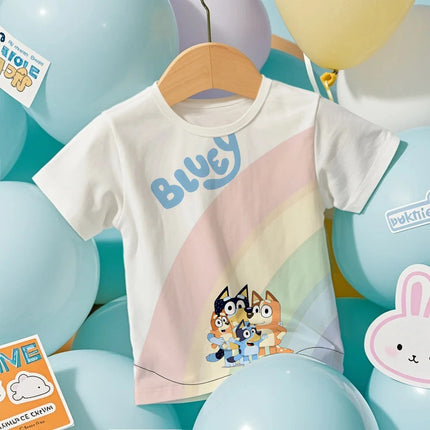 2026 Bluey Print Toddler 3D T-Shirt Summer Lightweight Cool Short Sleeve Cartoon Anime Design Tee for Boys & Girls