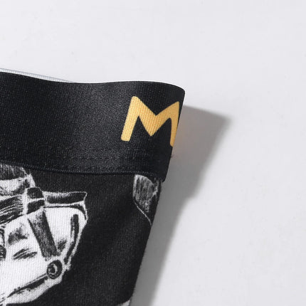 5-Pack Men's Mixed Hair Boxer Briefs with Popular Skull Print Mid-Waist Thin High Elastic Comfortable Men's Boxer Shorts