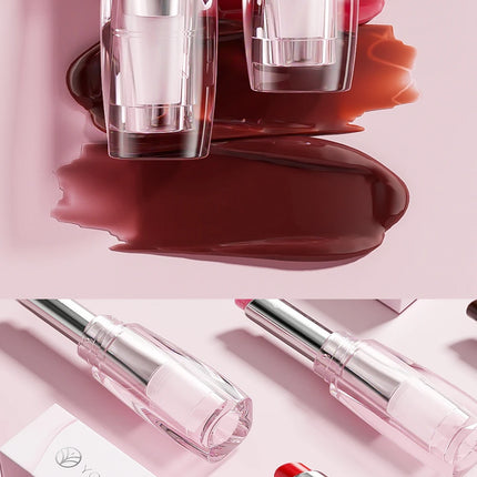 6 Colors Crystal Glossy Lipstick - Moisturizing Tinted Lip Balm,  Shimmer, Transparent Tube, Long-Lasting Hydration,