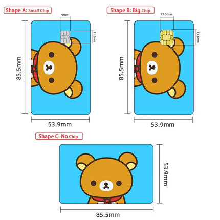 Cartoon Cute Credit Card Skin Stickers Rilakkuma Matte Sticker for VISA JCB MasterCard and Other IC Bank Card Decoration